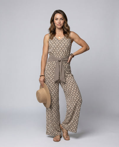 Women’s Elegant Sleeveless Jumpsuit with Round Neck & Casual Fit | Lune London