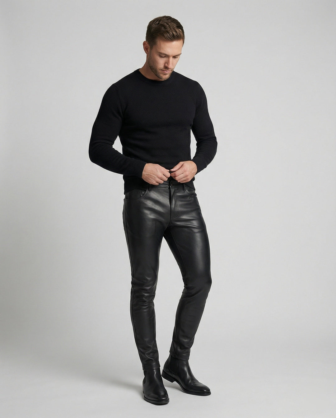 Men's Faux Leather Pants Slim Fit