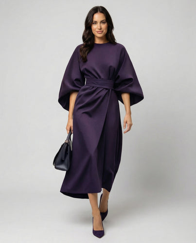 Lune London | Elegant Dress with Lantern Sleeves and Belt