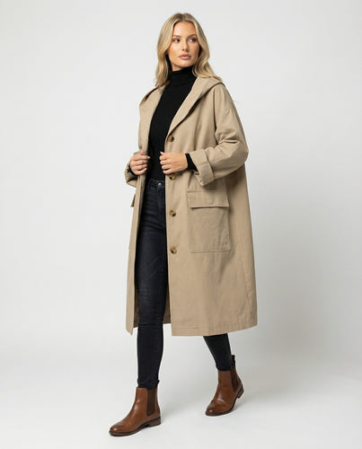 Women’s Long Waterproof Trench Coat with Windproof Protection | Lune London