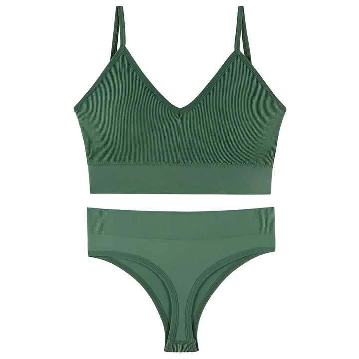 Lune London | Women's Seamless Lingerie Set with V-Neck Top and High Waist Slip