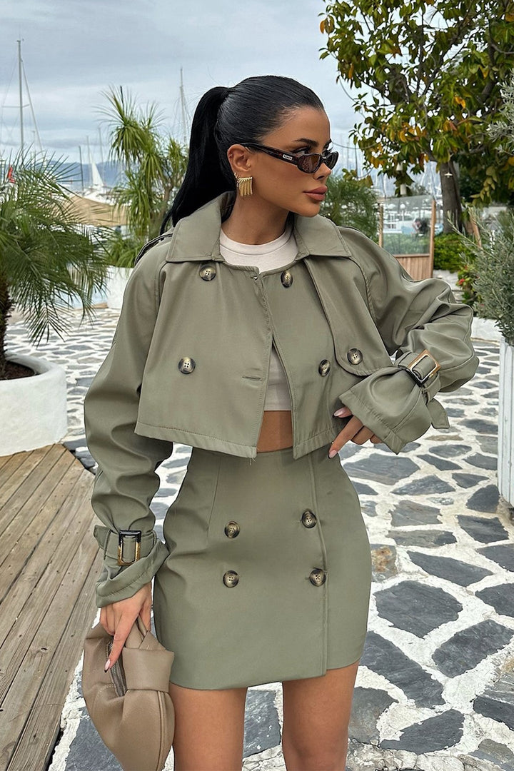 Lune London | Button Detail Cropped Jacket & Mini Skirt Set
