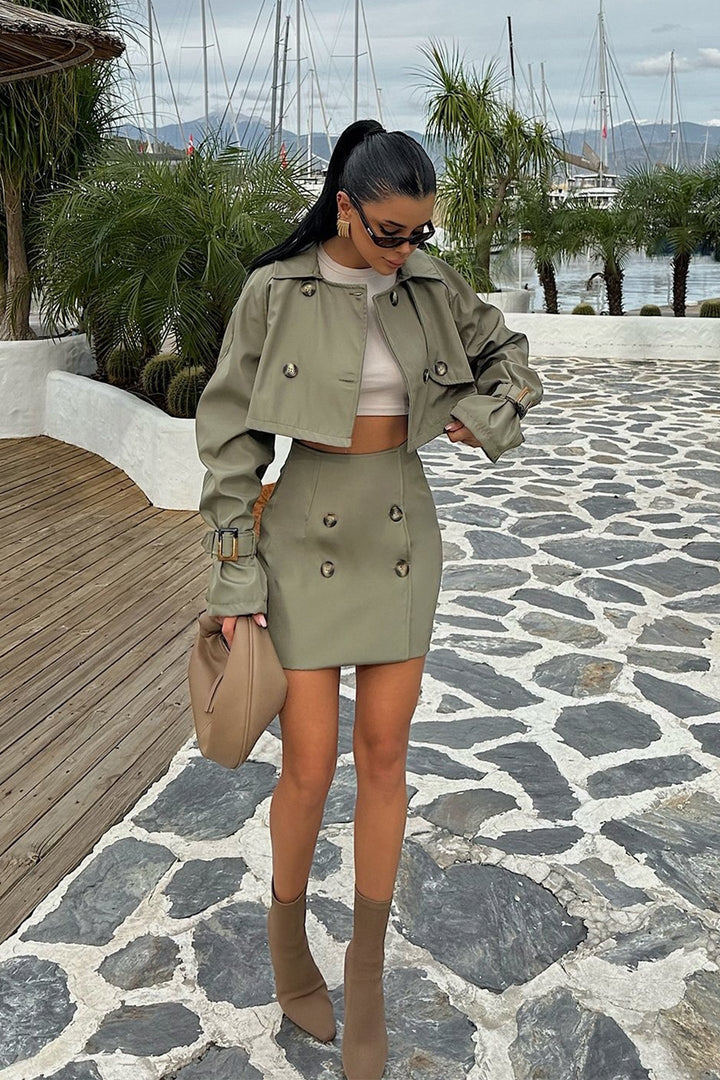 Lune London | Button Detail Cropped Jacket & Mini Skirt Set