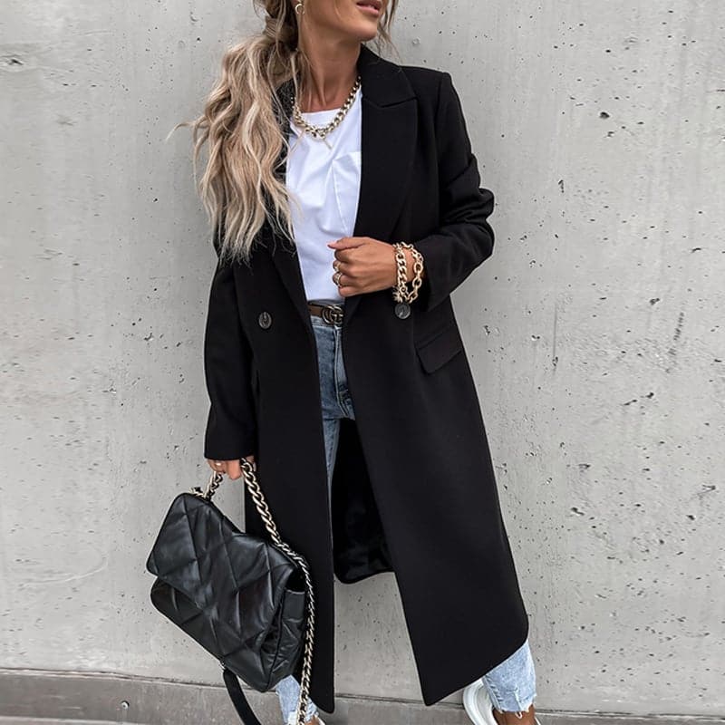 Lune London | Longer Coat - Wool Blend - Classic Cut - Single-Breasted with Side Pockets