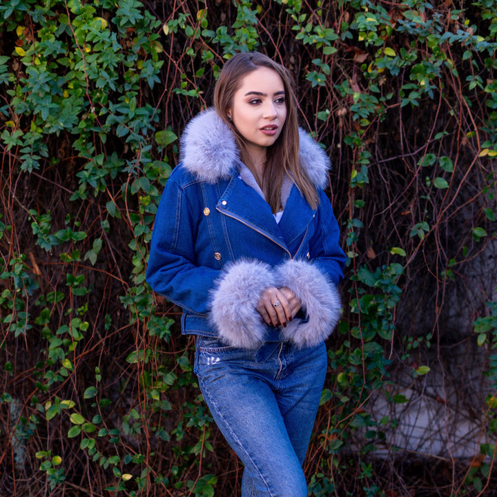 Lune London | Denim Jacket with Faux Fur Collar