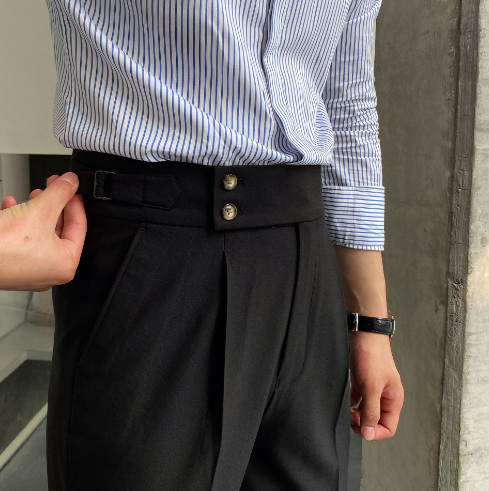 Lune London | Classic Pleated Trousers with Belt Loops