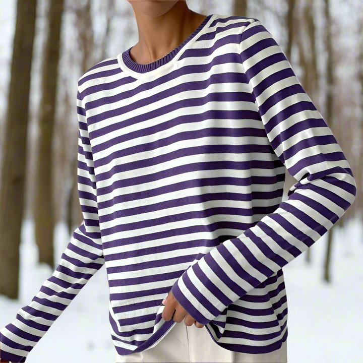Lune London | Long Sleeve T-Shirt - Striped - Crew Neck - Relaxed Fit