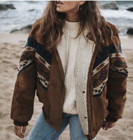 Lune London | Boho winter coat with ethnic pattern