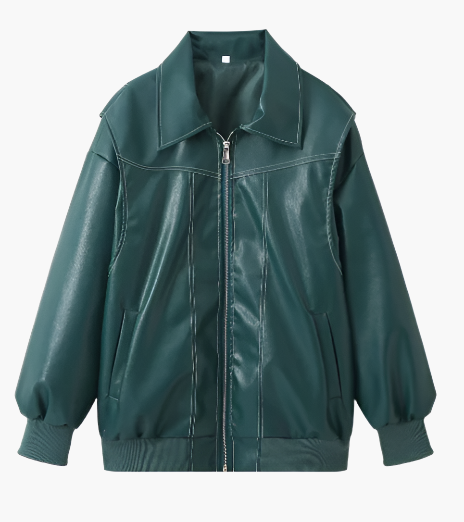 Lune London | Oversized Bomber Jacket in Faux Leather Street Style Transitional Jacket Casual Fashion Trend