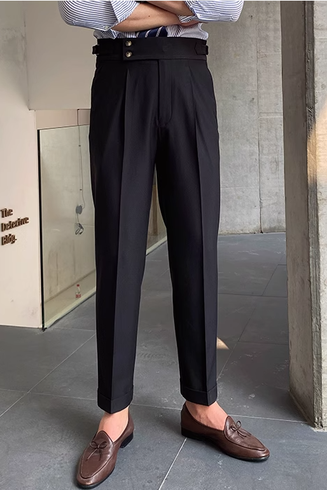 Lune London | Classic Pleated Trousers with Belt Loops