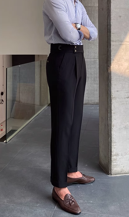 Lune London | Classic Pleated Trousers with Belt Loops