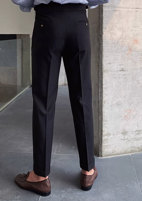 Lune London | Classic Pleated Trousers with Belt Loops