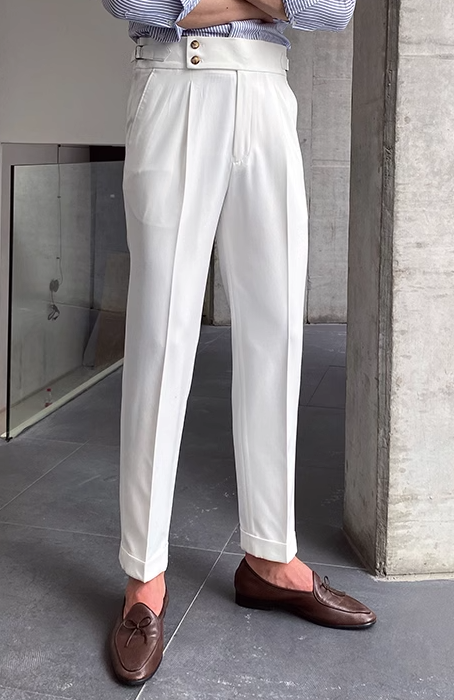Lune London | Classic Pleated Trousers with Belt Loops