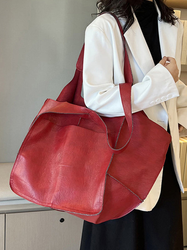 Chic Und Stil | Simple Large Bag Soft Leather Large Capacity One Shoulder Portable Tote Bag