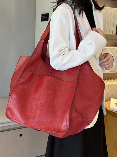 Chic Und Stil | Simple Large Bag Soft Leather Large Capacity One Shoulder Portable Tote Bag