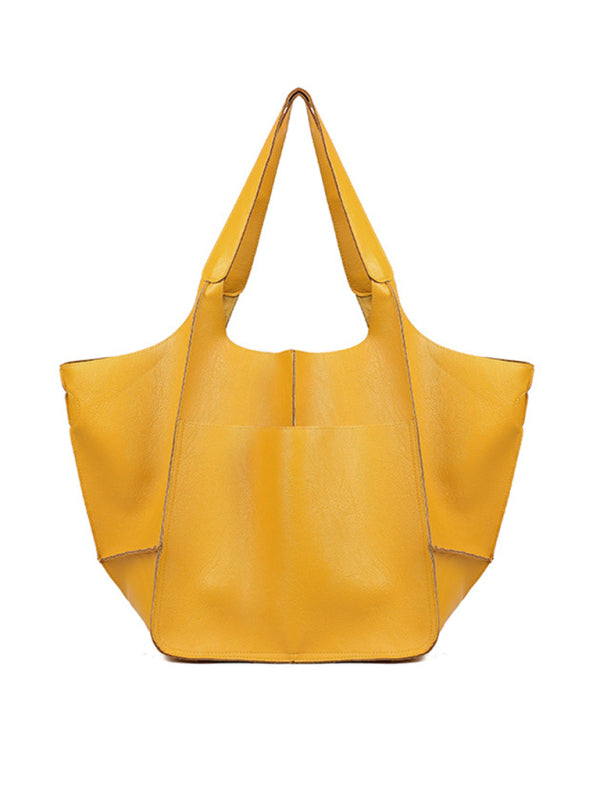 Chic Und Stil | Simple Large Bag Soft Leather Large Capacity One Shoulder Portable Tote Bag