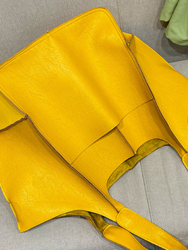 Chic Und Stil | Simple Large Bag Soft Leather Large Capacity One Shoulder Portable Tote Bag