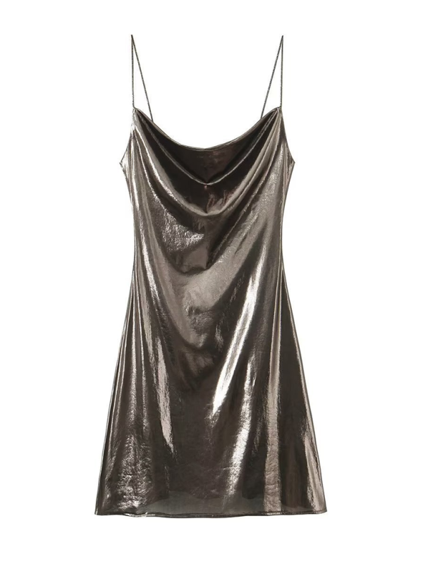 Lune London | Deep Back Neckline Metallic Straps Dress