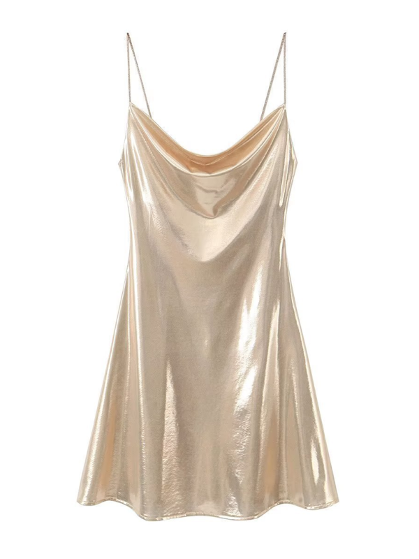 Lune London | Deep Back Neckline Metallic Straps Dress