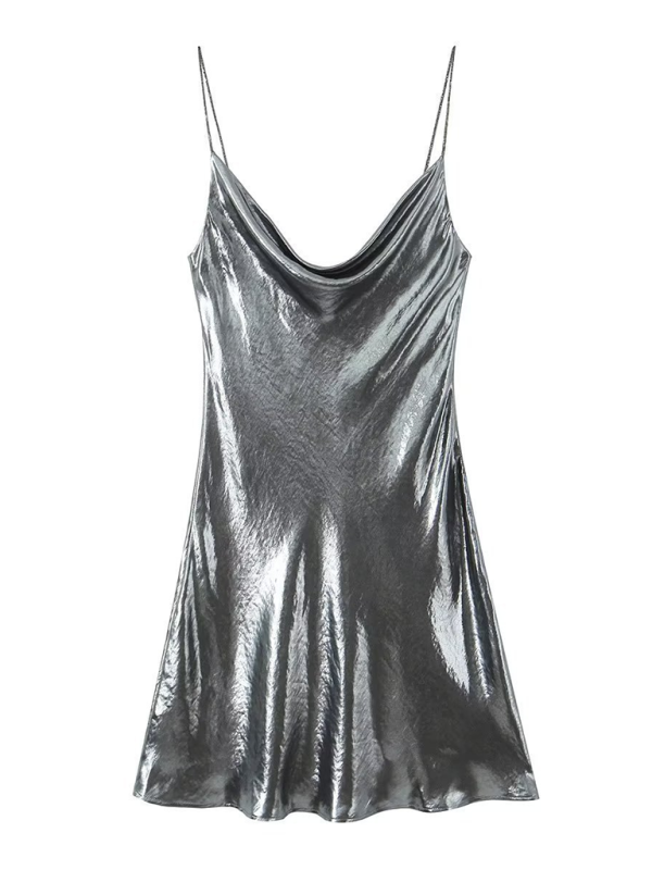 Lune London | Deep Back Neckline Metallic Straps Dress