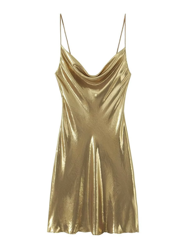 Lune London | Deep Back Neckline Metallic Straps Dress