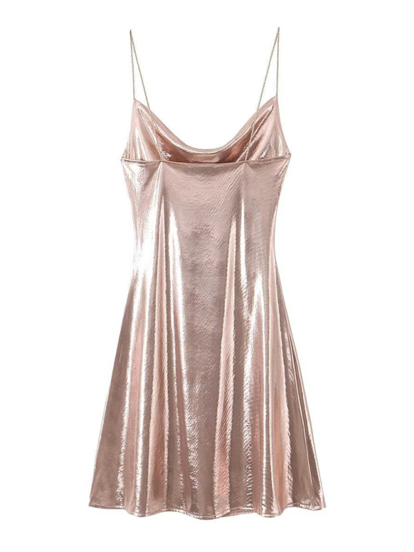 Lune London | Deep Back Neckline Metallic Straps Dress