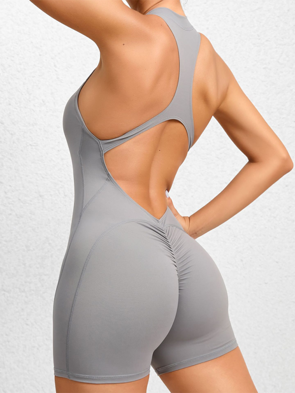 Lune London | Tight-Fitting Zipper Sports Yoga Pants Peach Hips One-Piece Quick-Drying Pleated Fitness Jumpsuit
