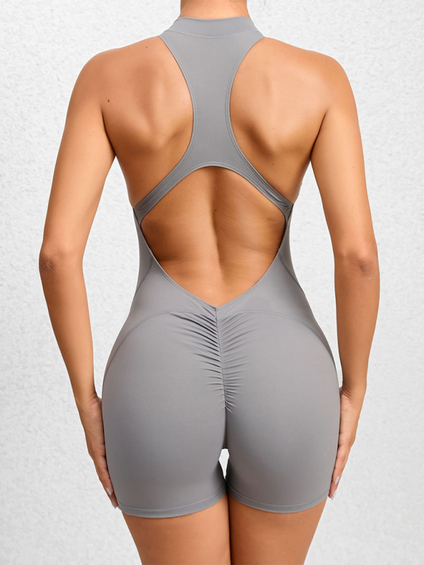 Lune London | Tight-Fitting Zipper Sports Yoga Pants Peach Hips One-Piece Quick-Drying Pleated Fitness Jumpsuit