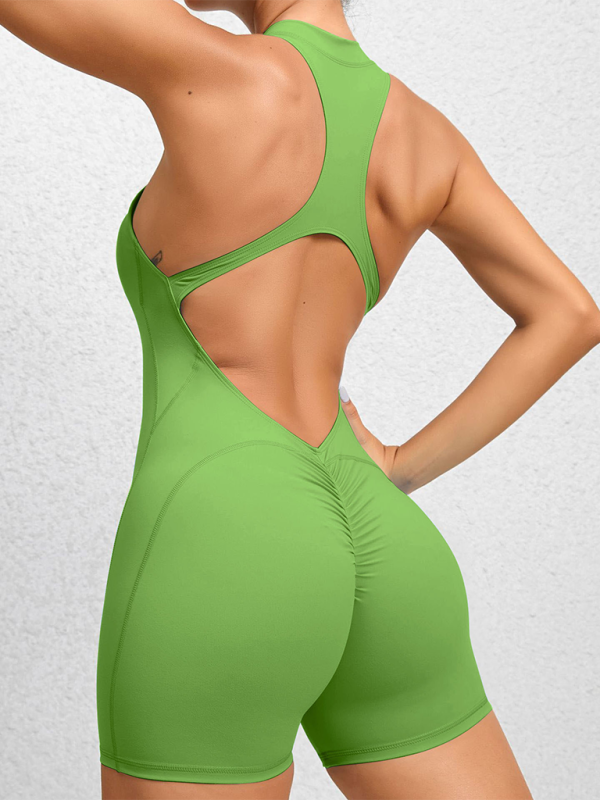 Lune London | Tight-Fitting Zipper Sports Yoga Pants Peach Hips One-Piece Quick-Drying Pleated Fitness Jumpsuit