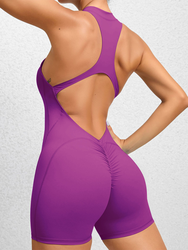 Lune London | Tight-Fitting Zipper Sports Yoga Pants Peach Hips One-Piece Quick-Drying Pleated Fitness Jumpsuit