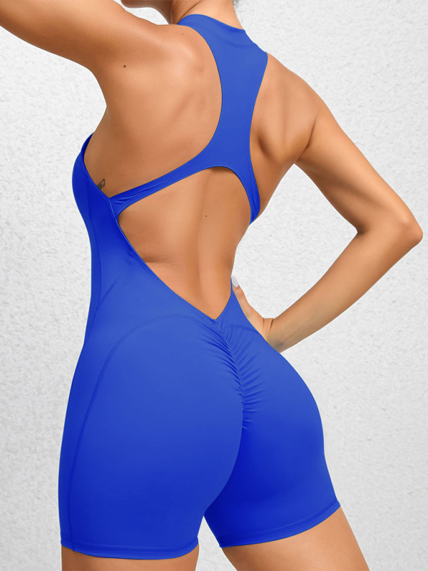 Lune London | Tight-Fitting Zipper Sports Yoga Pants Peach Hips One-Piece Quick-Drying Pleated Fitness Jumpsuit