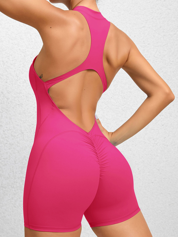 Lune London | Tight-Fitting Zipper Sports Yoga Pants Peach Hips One-Piece Quick-Drying Pleated Fitness Jumpsuit