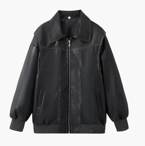 Lune London | Oversized Bomber Jacket in Faux Leather Street Style Transitional Jacket Casual Fashion Trend