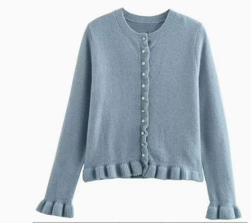 Lune London - Stylish autumn cardigan with ruffles for women