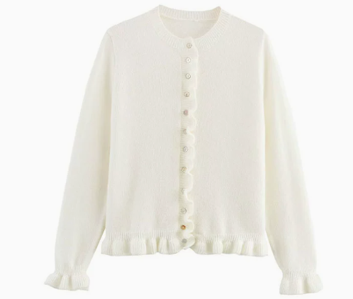 Lune London - Stylish autumn cardigan with ruffles for women