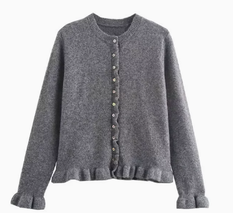Lune London - Stylish autumn cardigan with ruffles for women