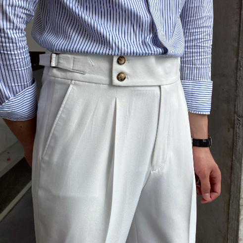 Lune London | Classic Pleated Trousers with Belt Loops