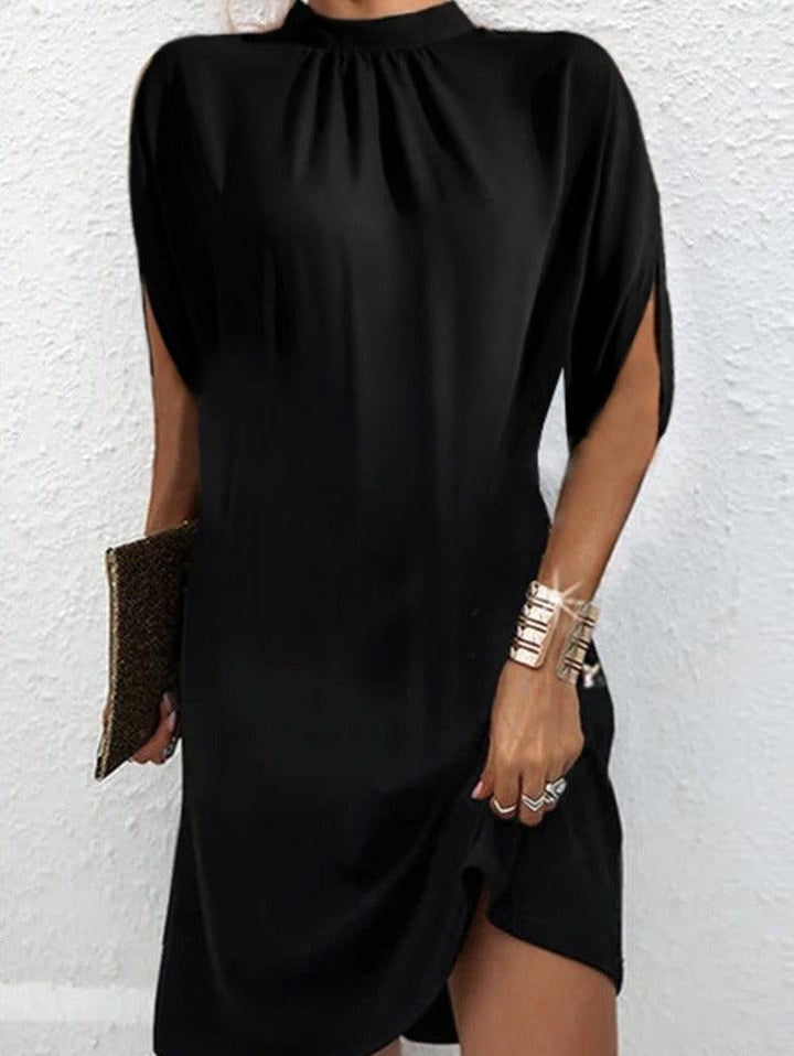 Lune London | Basic Dress with Mock Neck and Short Slit Sleeves