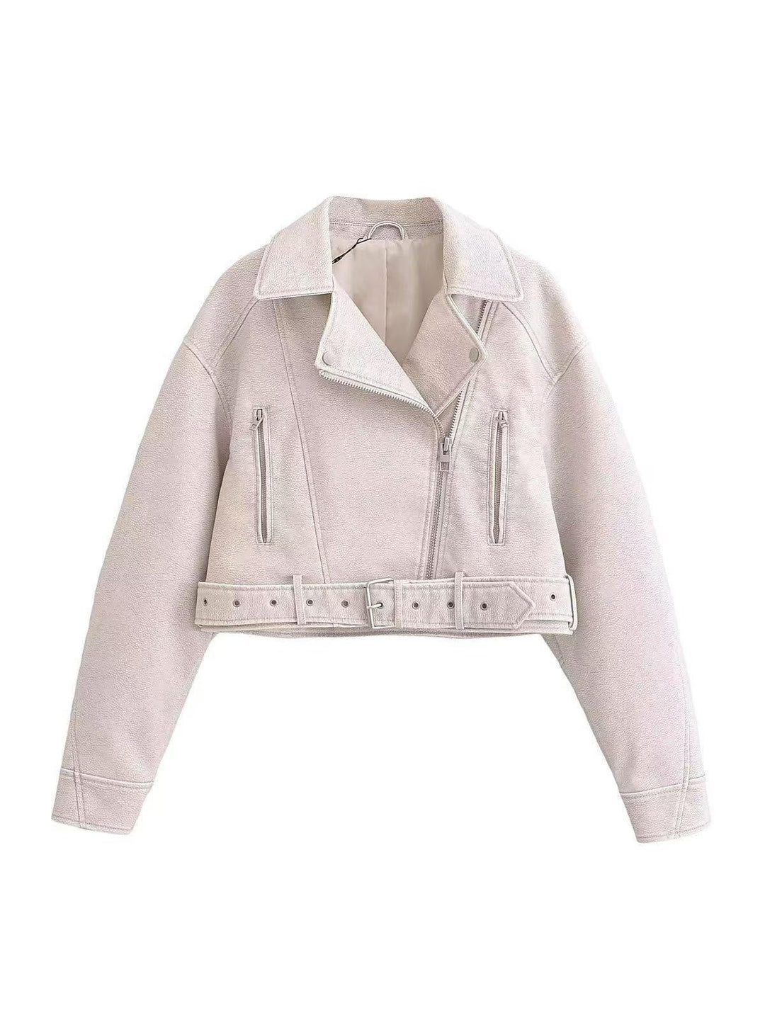 Lune London | Leather Lapel Cropped Jacket with Belt