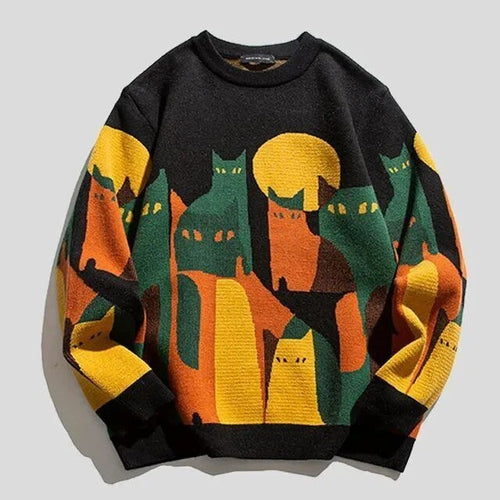 Lune London | Sweatshirt - Relaxed Fit - Knit Texture - Graphic Print - Crew Neck Casual