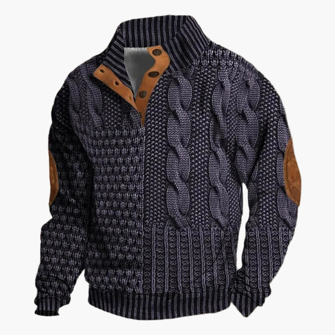 Lune London | Vintage Knit Pattern Bomber Jacket - Trendy Casual Jacket with Button Placket
