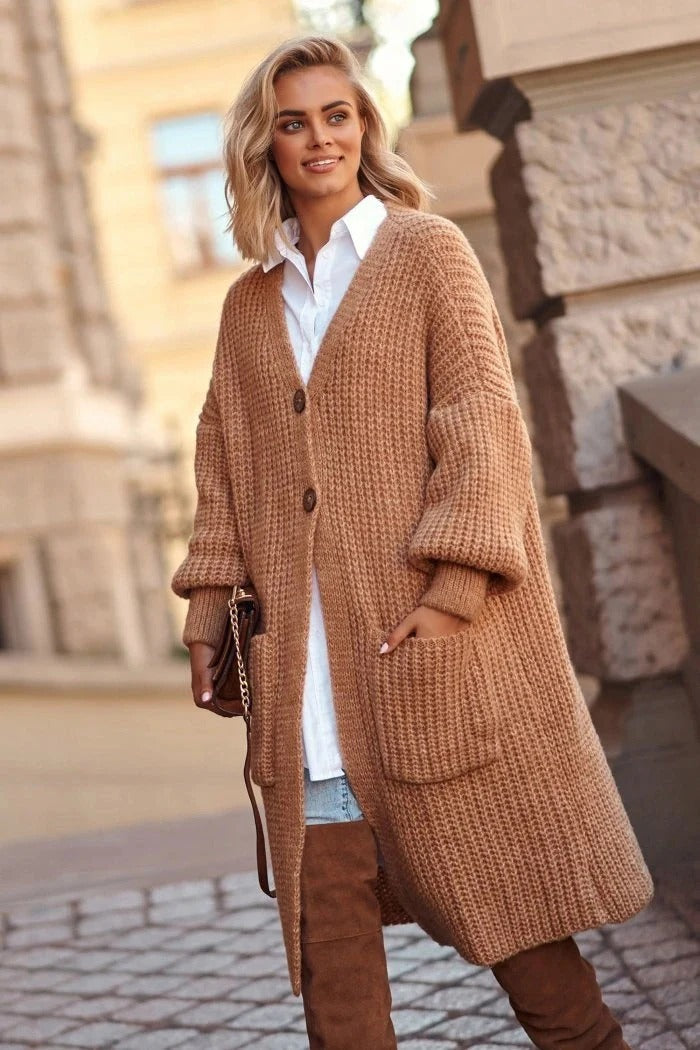 Lune London | Knit coat - Oversized fit - Long length - Button closure - Large pockets