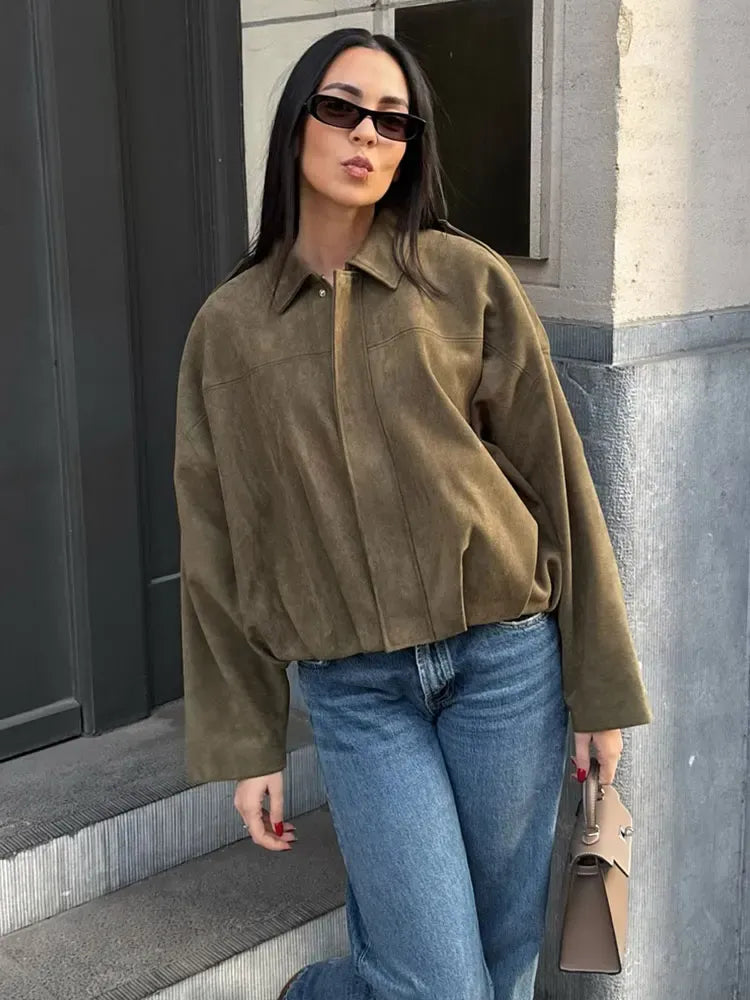 Lune London | Jacket - Loose fit - Shirt collar - Soft suede-like texture