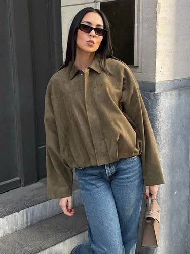 Lune London | Jacket - Loose fit - Shirt collar - Soft suede-like texture