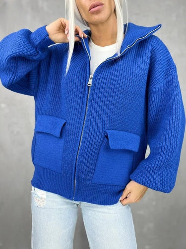 Lune London | Jacket - Knit Fabric - Loose Fit - Ribbed Structure - Zipper - Pockets