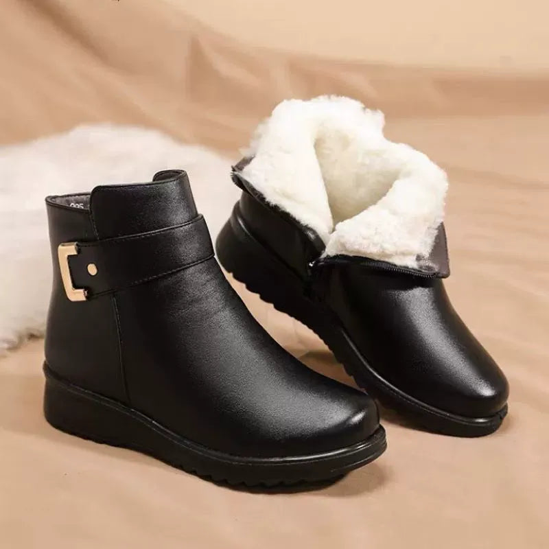 Lune London | Ankle Boots Leather Warm Lined Structured Fit Buckle Non-Slip Sole