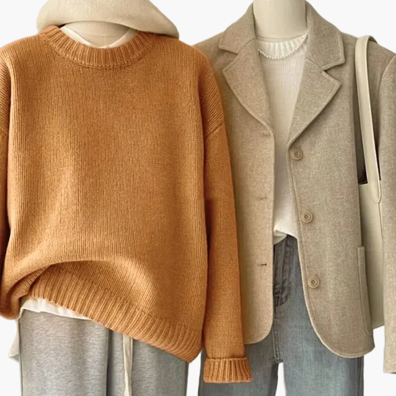 Lune London | Casual Japanese Retro Style Set - Knit Sweater and Blazer for Everyday and Leisure