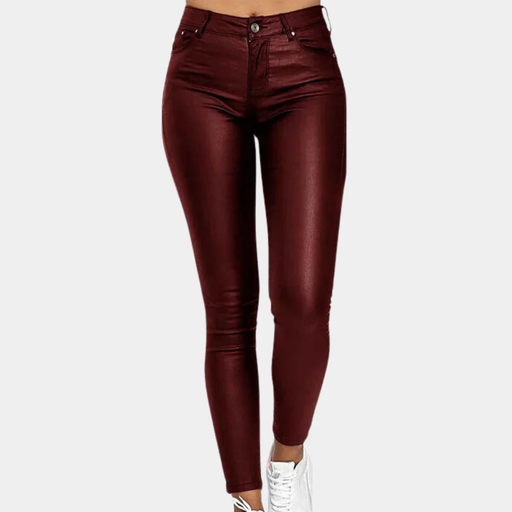 Lune London | Slim Fit Leather Look Full Length Five Pocket Design
