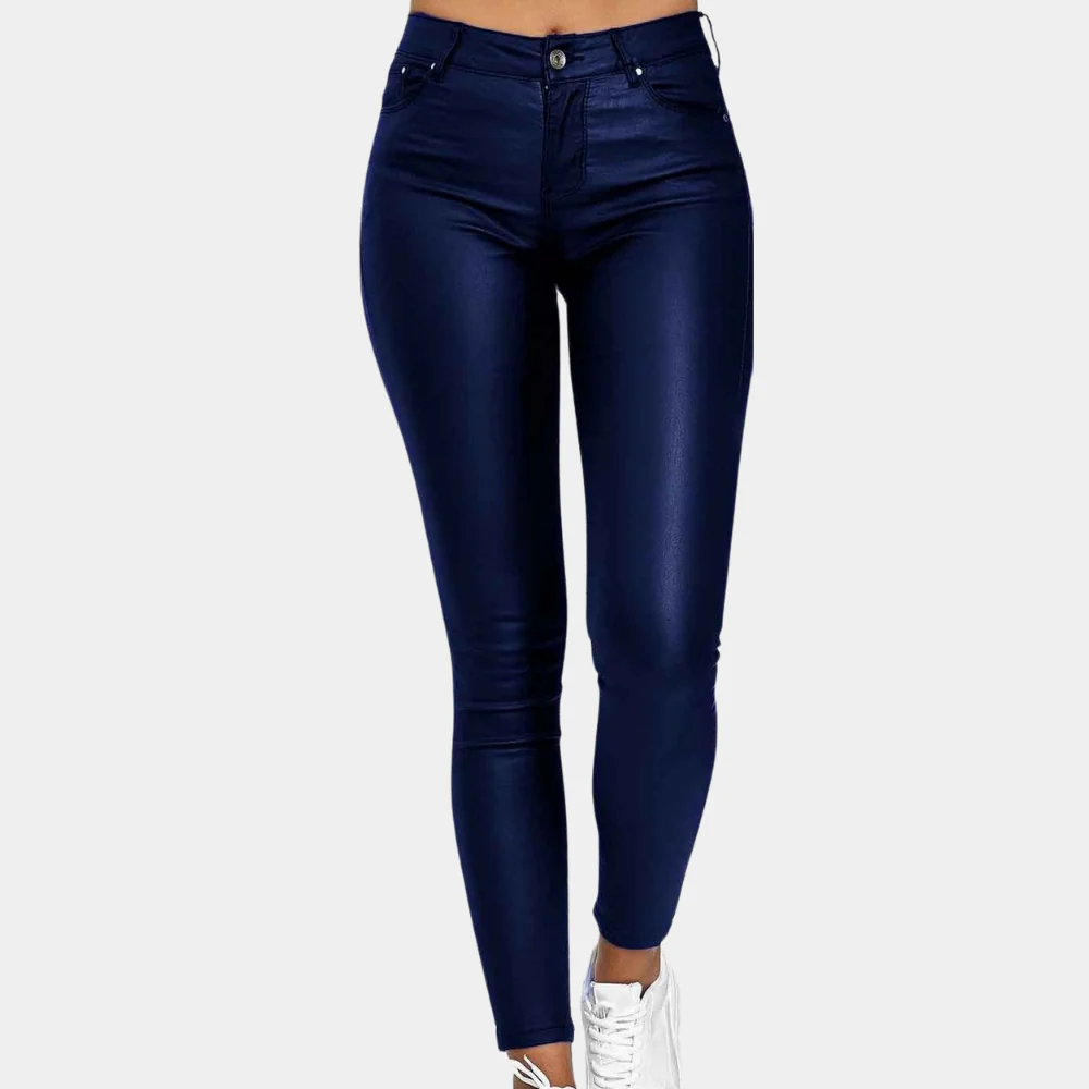Lune London | Slim Fit Leather Look Full Length Five Pocket Design