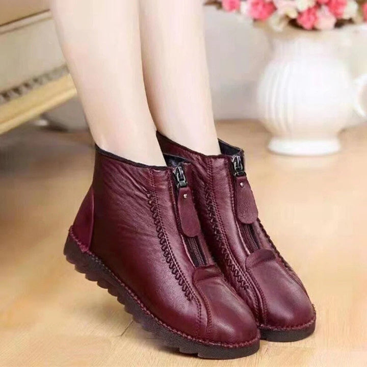 Lune London | Ankle Boots - Leather look - Front zipper - Chunky sole - Casual fit